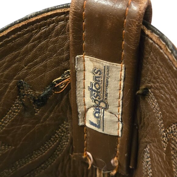 Langstons Cowboy Boots Mens 9 D Two Tone Brown Leather Country Western Wear VTG - Picture 4 of 16